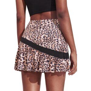 Women's Leopard Pleated Athletic Skort Anti-slip Strip High Waited Casual Skirts
